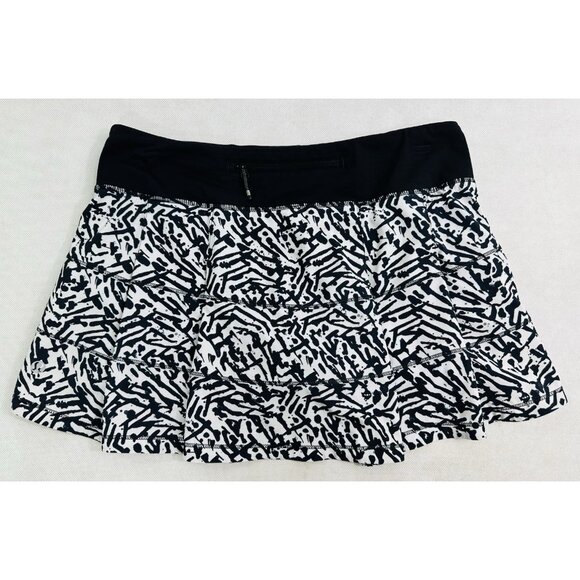 Lululemon Pace Rival Skirt II 4 Way Stretch Brushed Animal Whit Black 6 Reg EUC - Picture 5 of 8